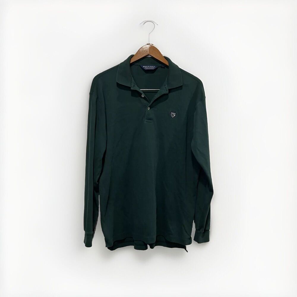 Vintage Polo Ralph Lauren Men's Large Long Sleeve Polo Shirt Green
